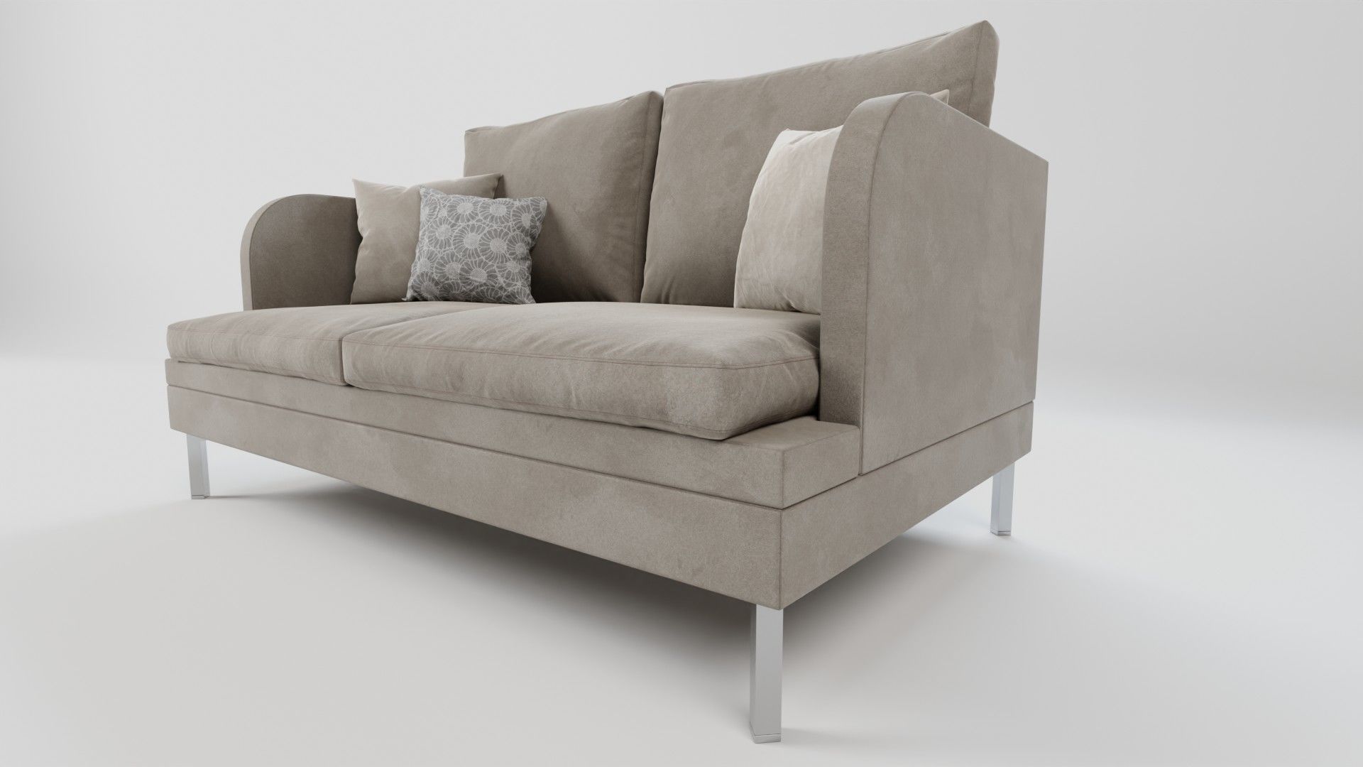 Realistic Suede Couch with pillows 3D model_3