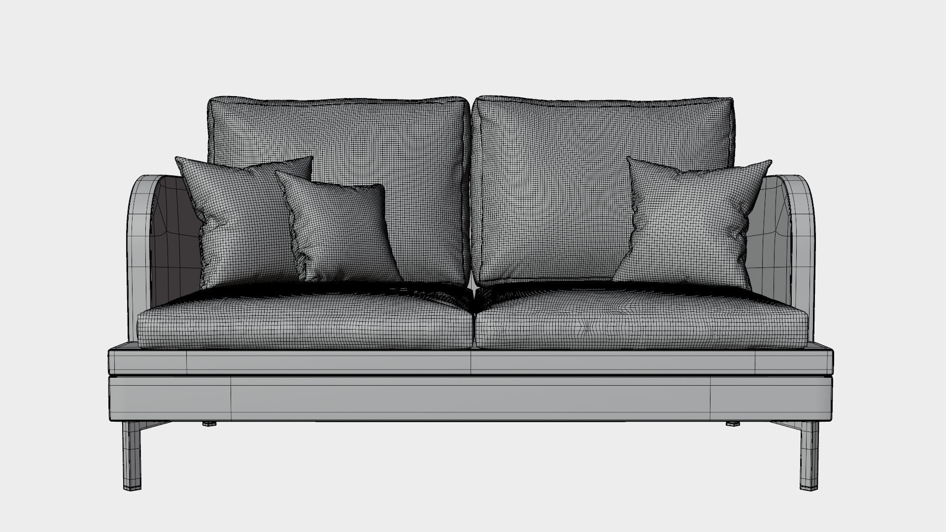 Realistic Suede Couch with pillows 3D model_4