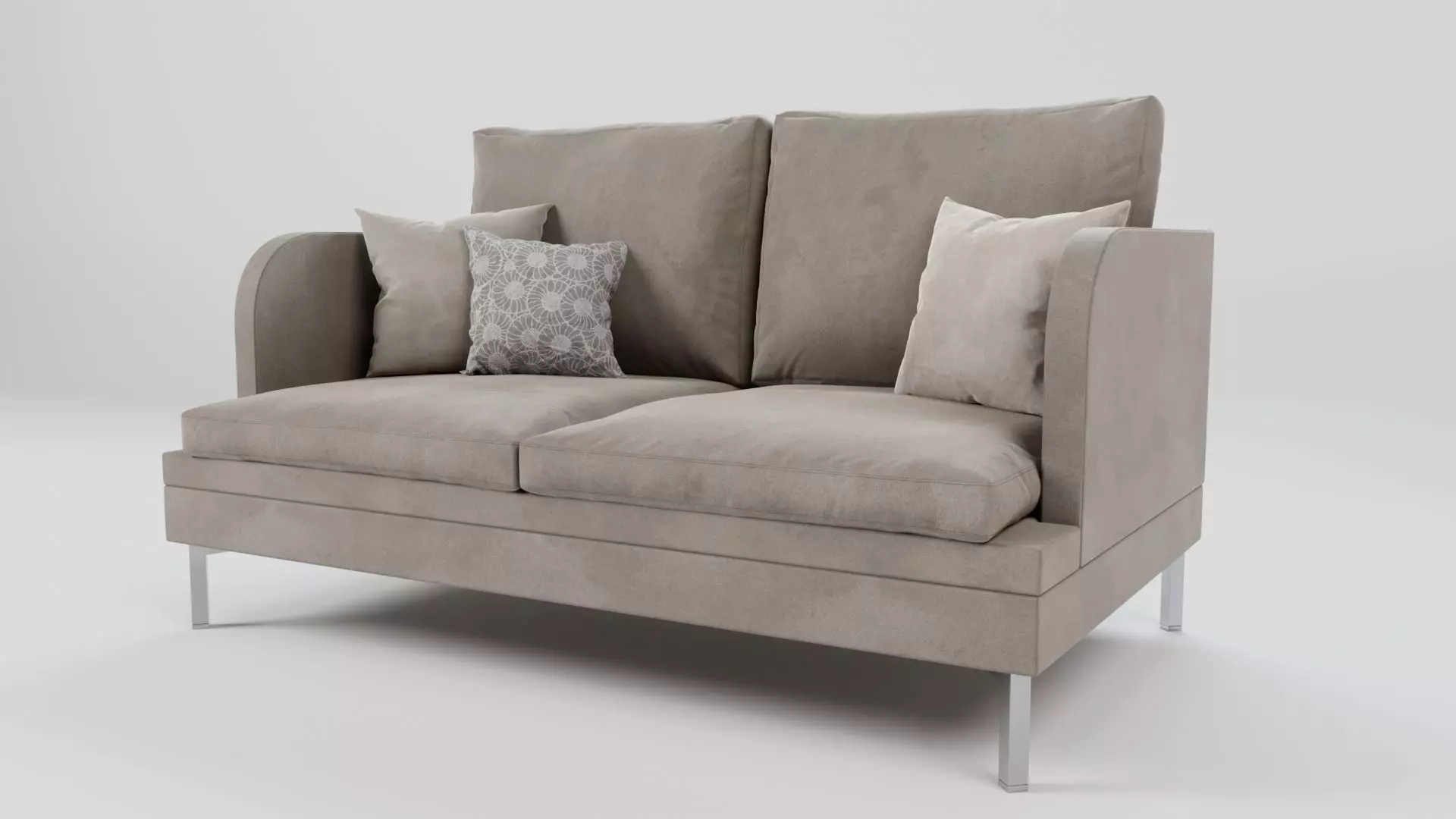 Realistic Suede Couch with pillows 3D model_0