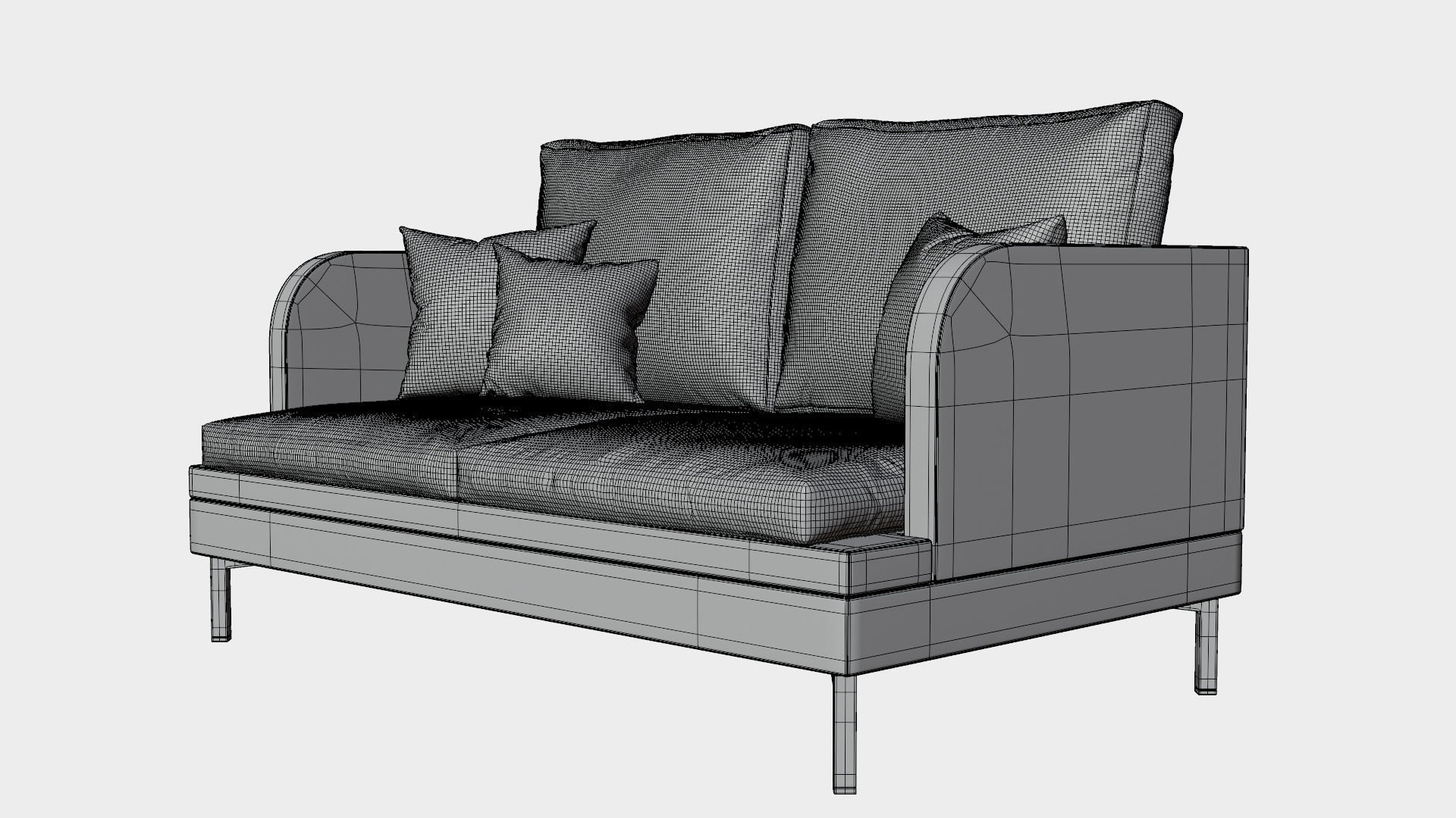 Realistic Suede Couch with pillows 3D model_5