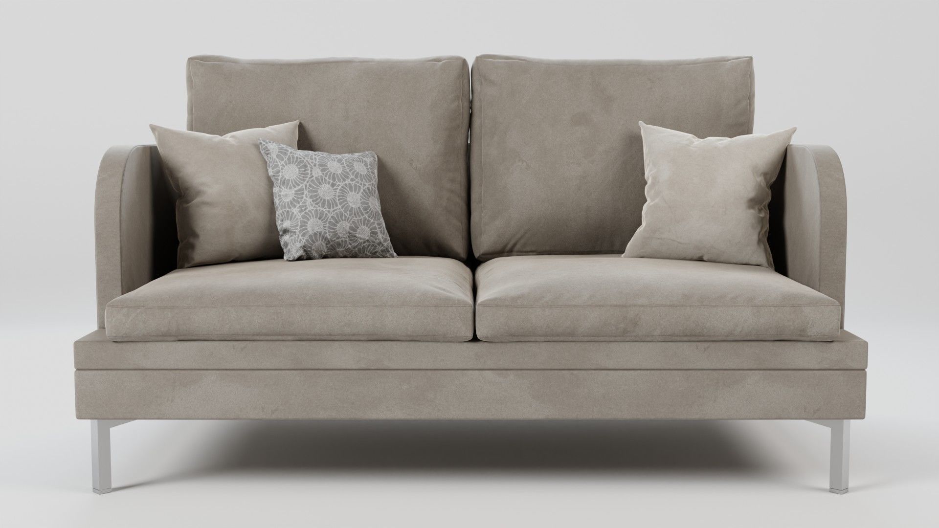 Realistic Suede Couch with pillows 3D model_2