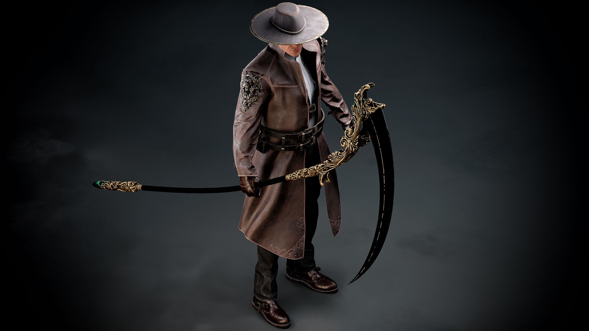 Executioner with a scythe Low-poly 3D model_6
