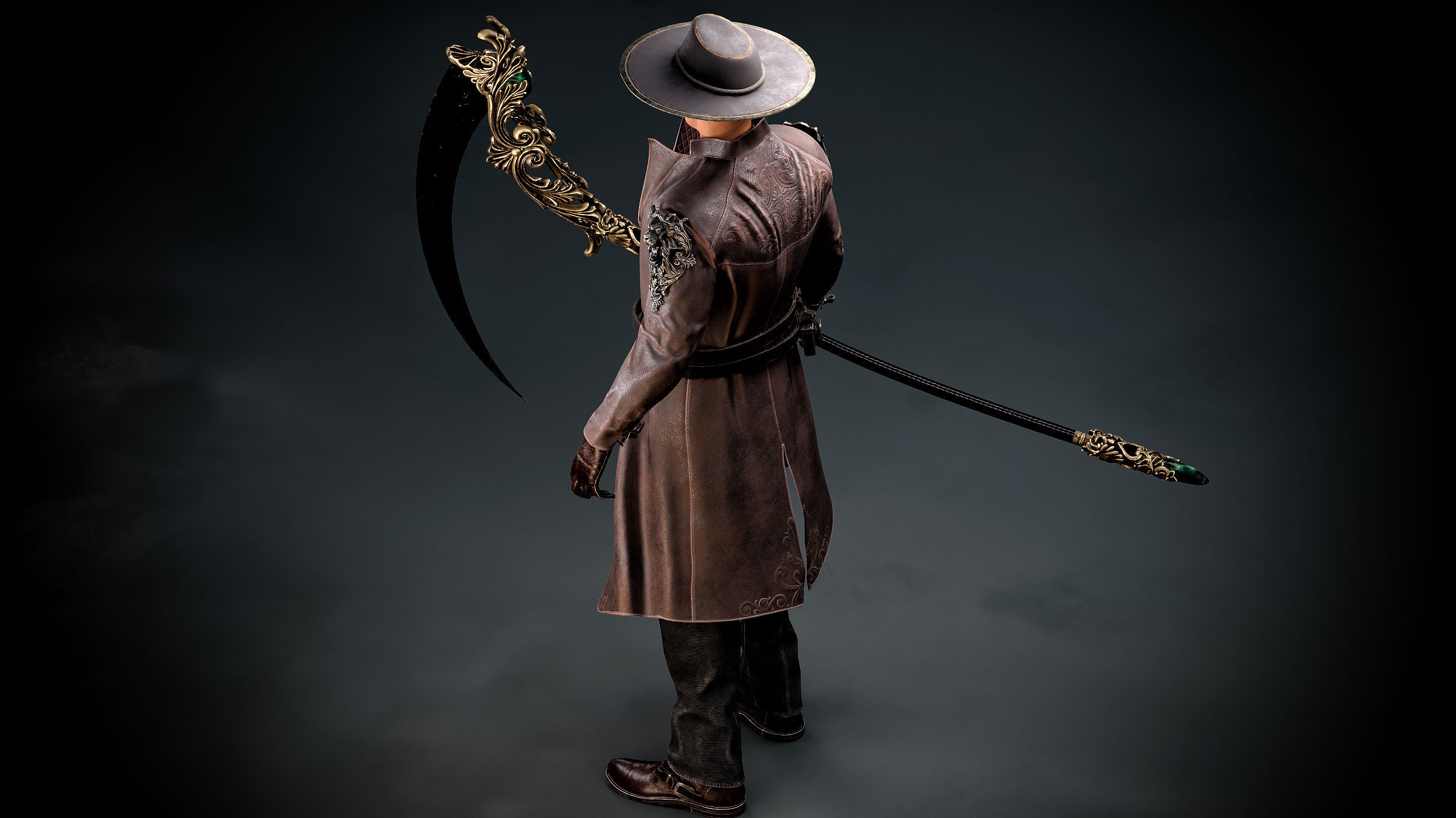Executioner with a scythe Low-poly 3D model_5