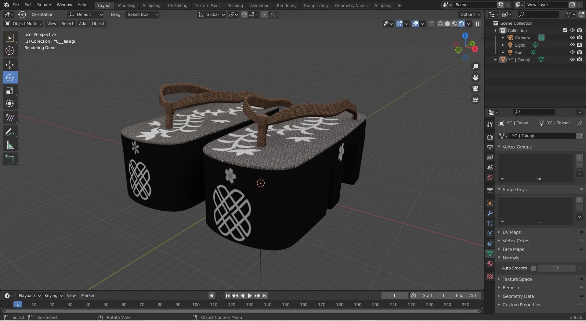 Japanese clogs Low-poly 3D model_6