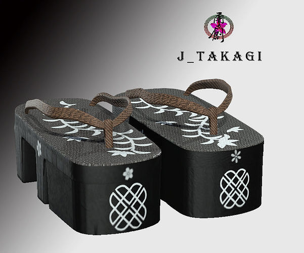 Japanese clogs Low-poly 3D model