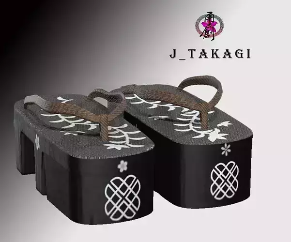 Japanese clogs Low-poly 3D model