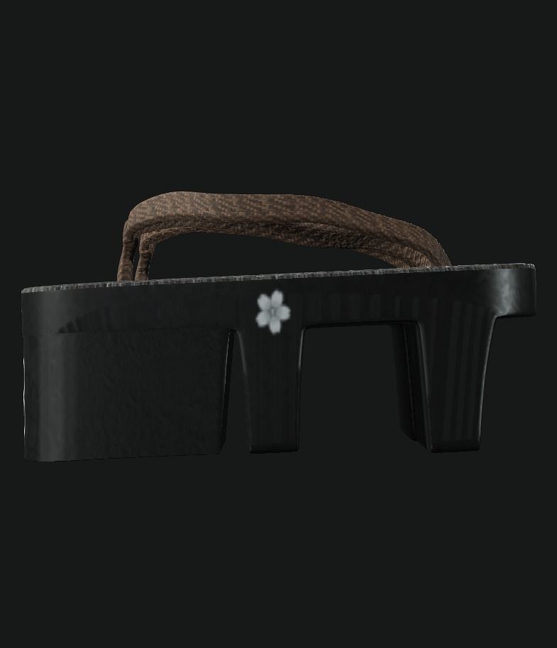 Japanese clogs Low-poly 3D model_2