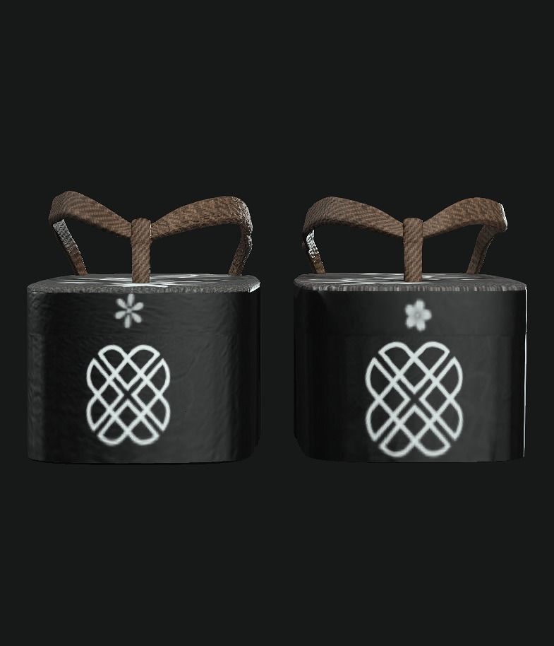 Japanese clogs Low-poly 3D model_1