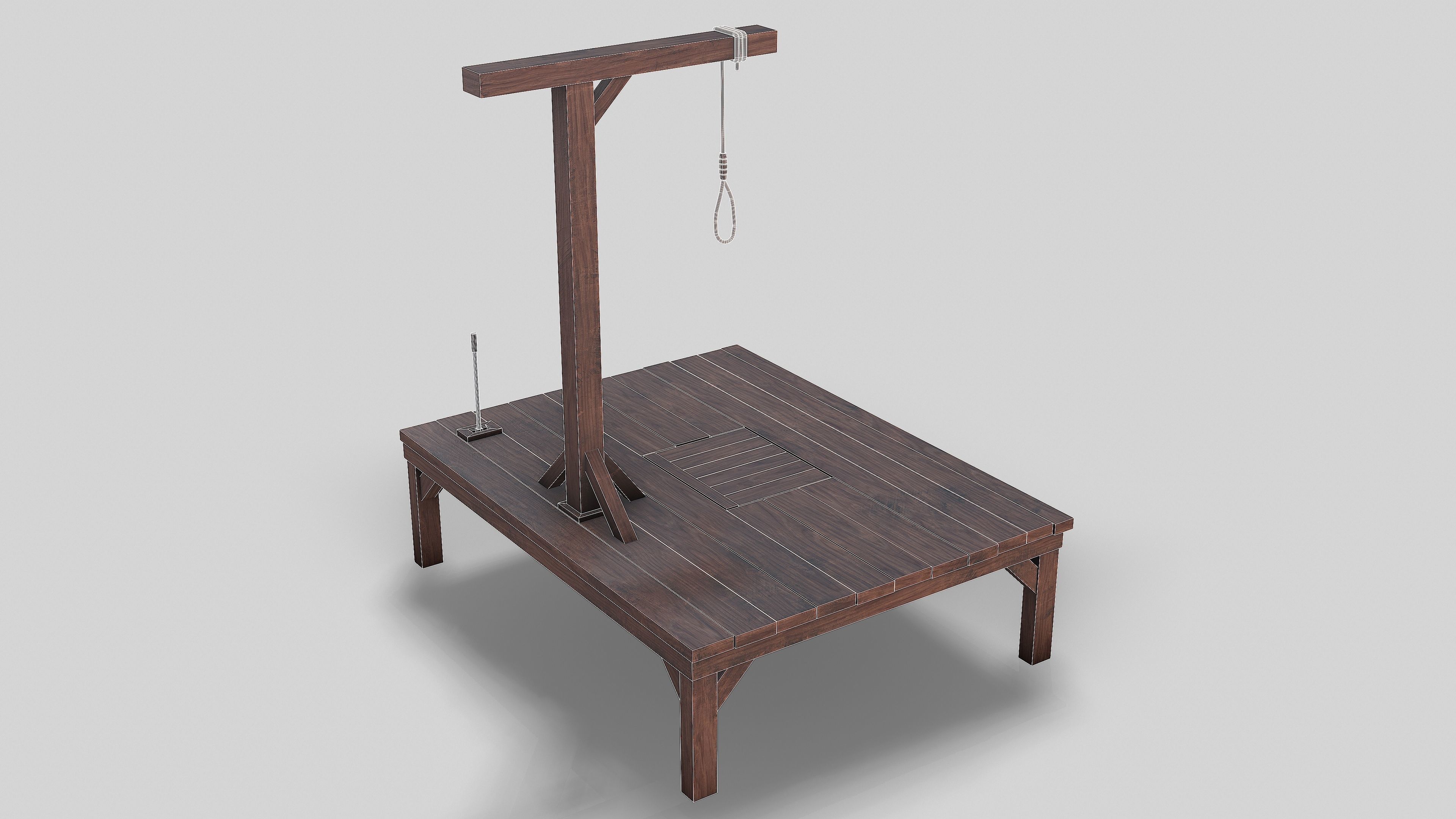 Small Gallows Low-poly 3D model_16