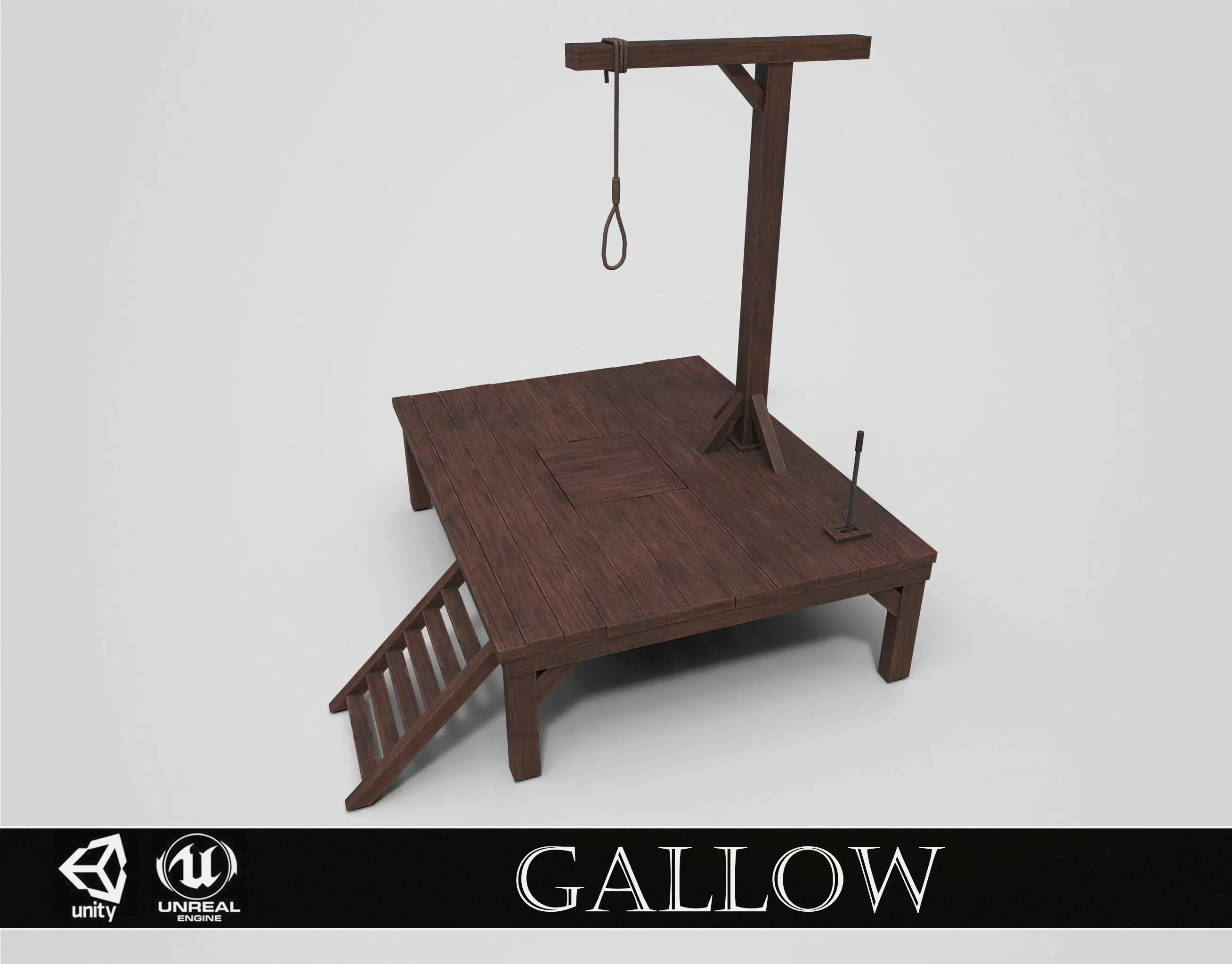 Small Gallows Low-poly 3D model_0