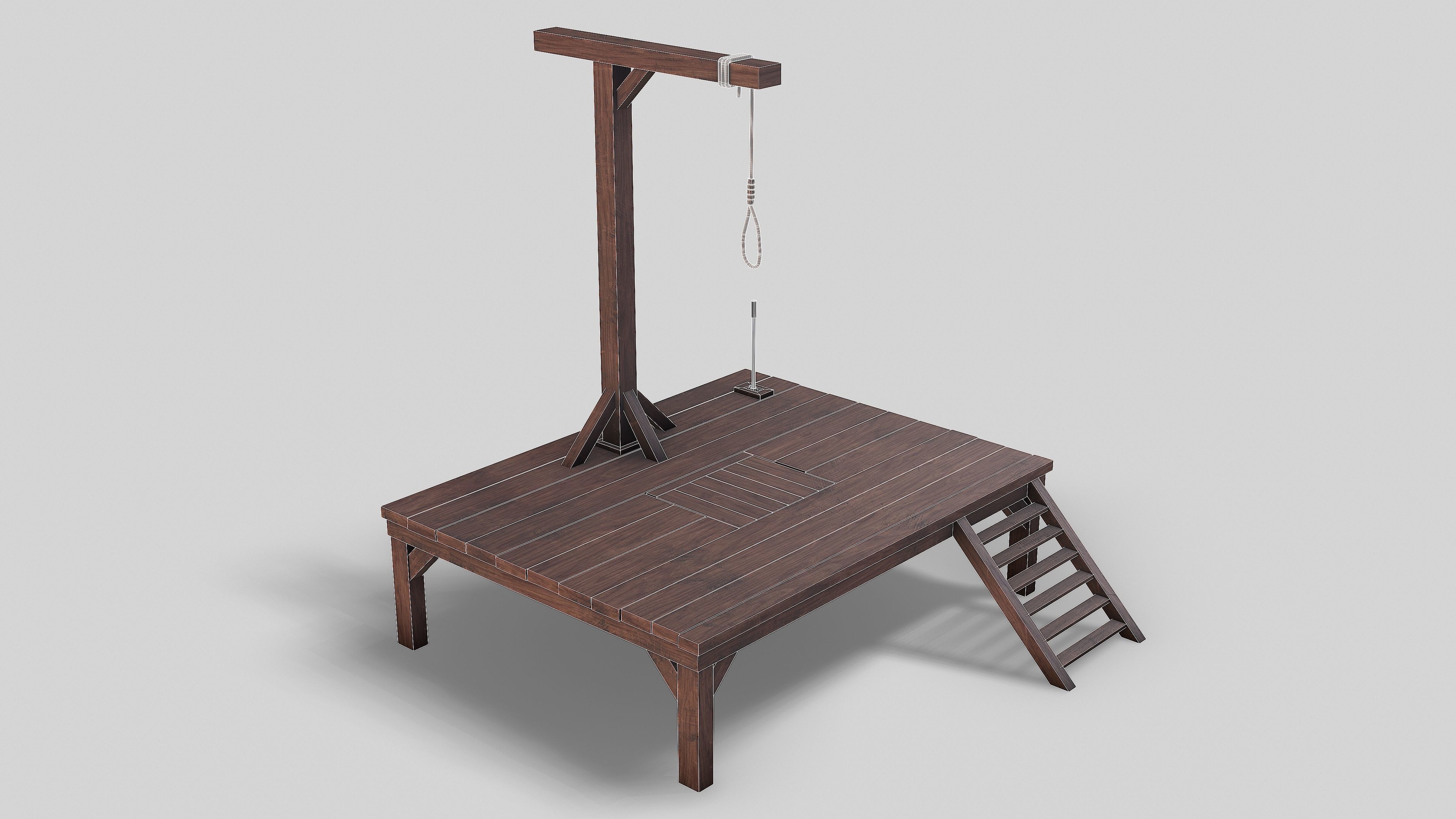 Small Gallows Low-poly 3D model_14