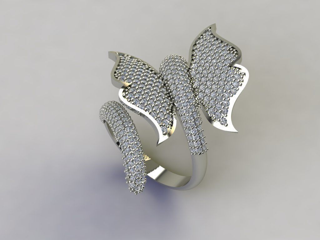 Butterfly Snake Ring 3D print model_2