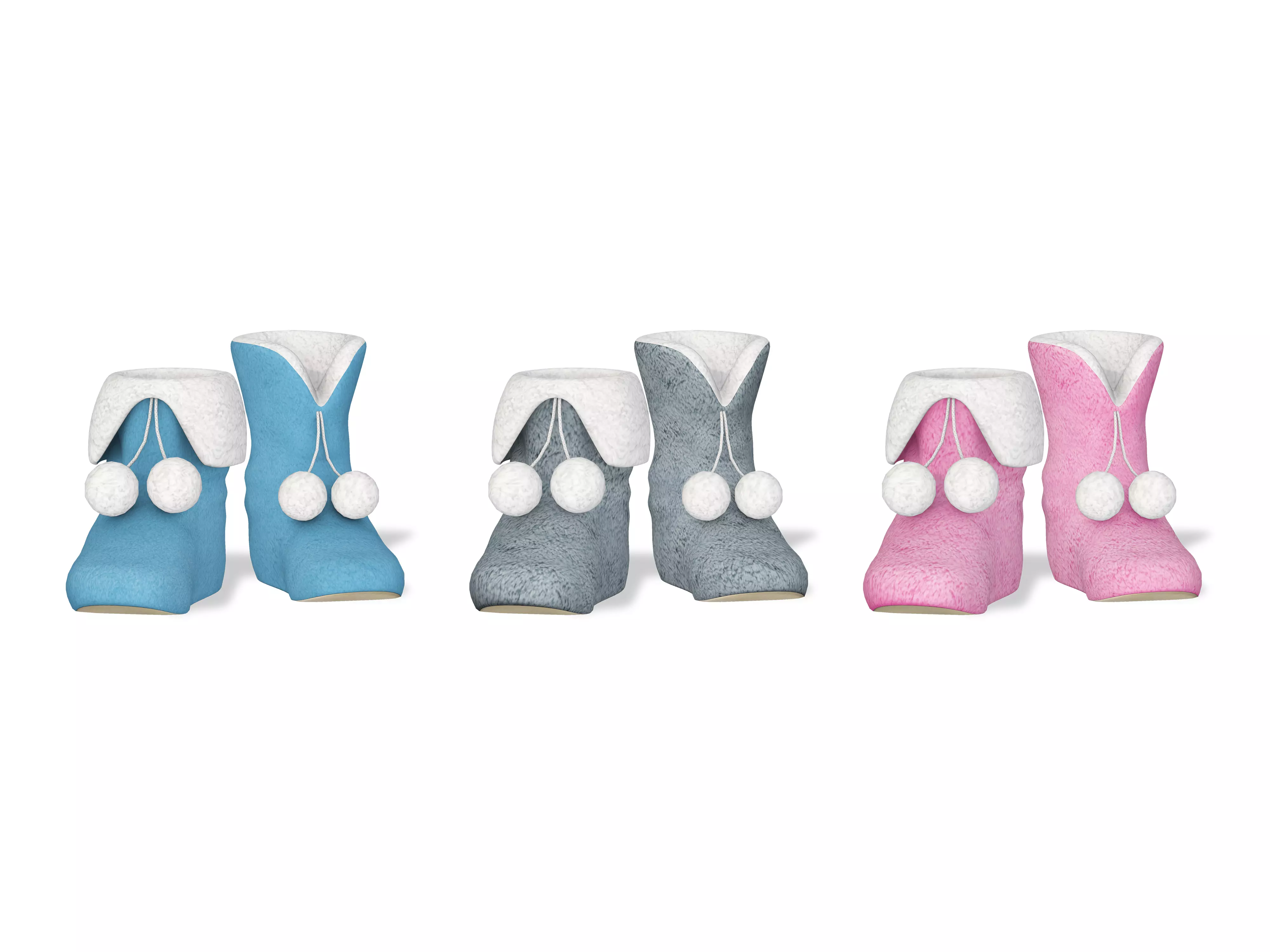 Cute Puffy Boot Slippers Low-poly 3D model