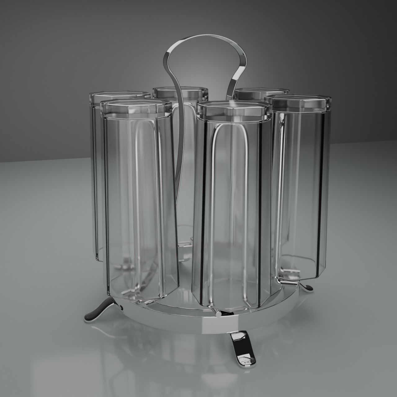 Glass set bottle holder with six glasses 3D model_3
