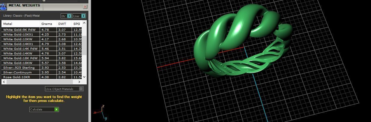 Rings gold ring with twists 3D print model_5