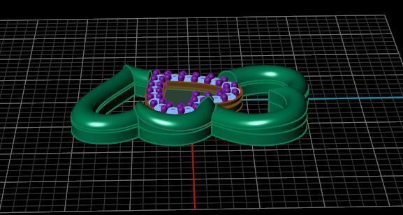 Pendant two hearts with emeralds 3D print model_3