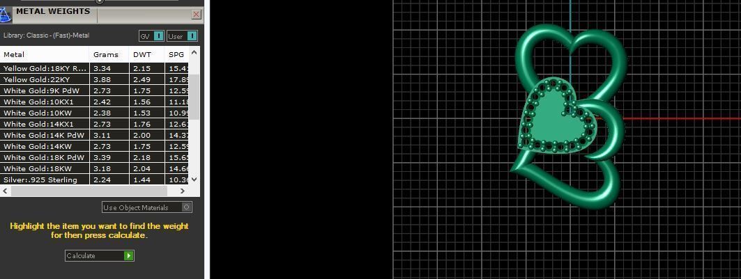 Pendant two hearts with emeralds 3D print model_5