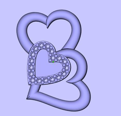 Pendant two hearts with emeralds 3D print model_4