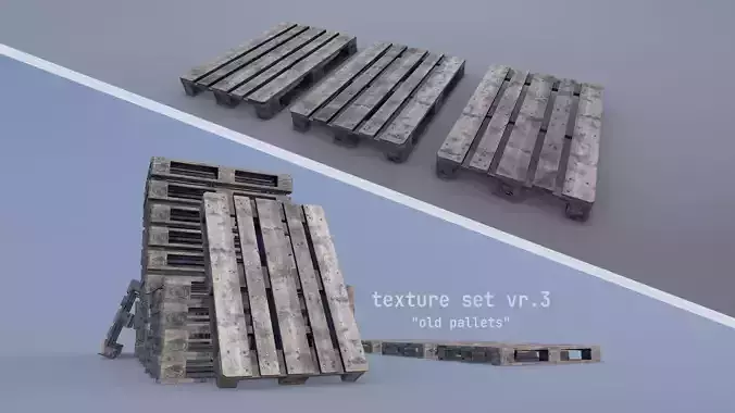 Cargo Wood Pallets EUR EPAL vr-3 Low-poly 3D model