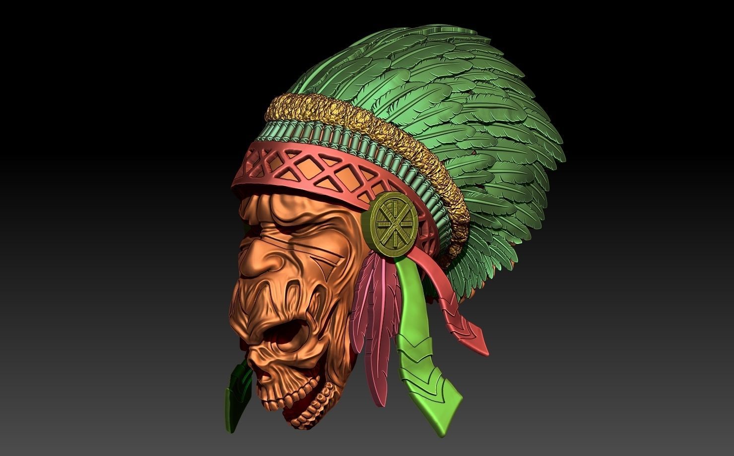Apache and Skull 3D model 3D print model_6