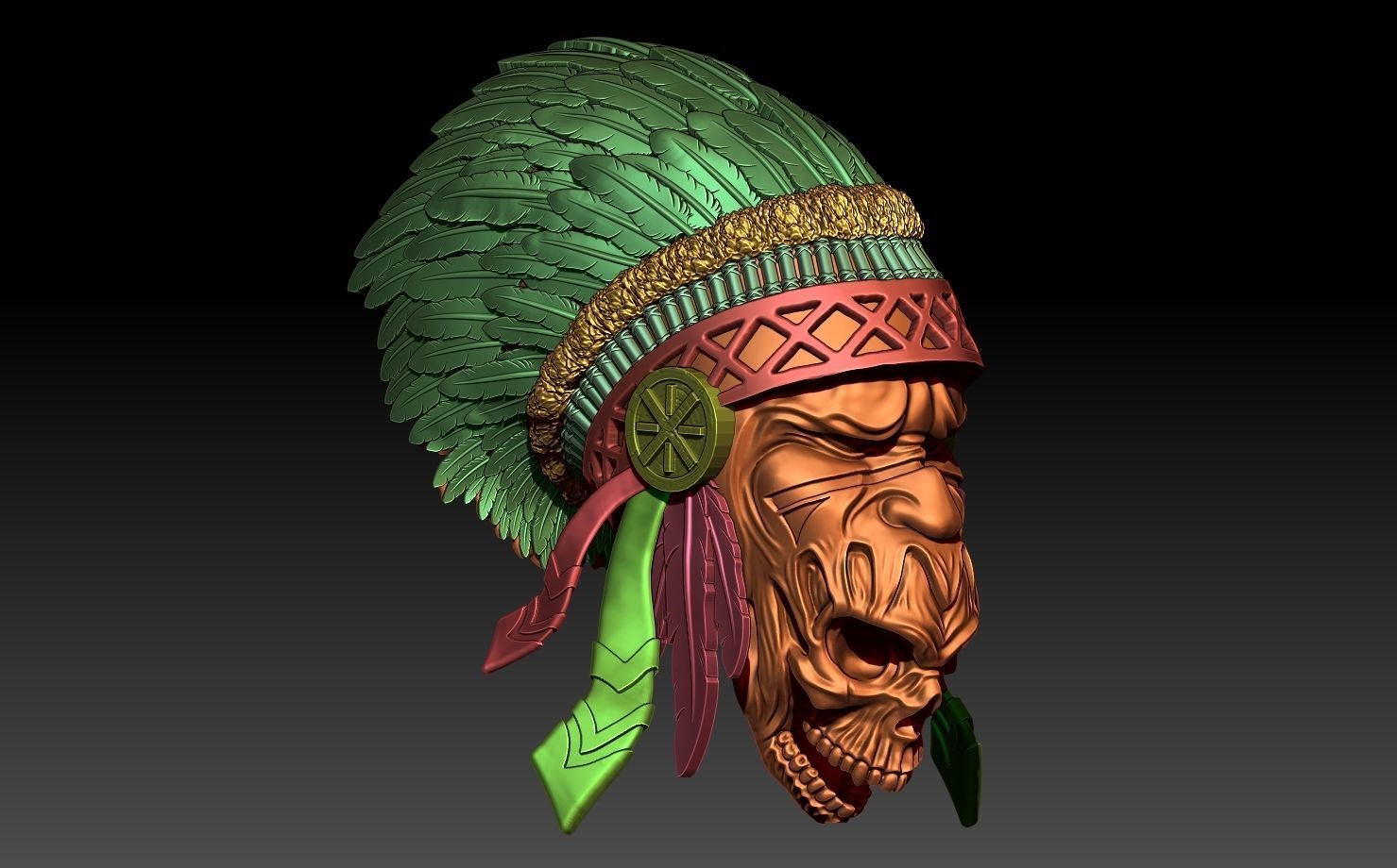 Apache and Skull 3D model 3D print model_5