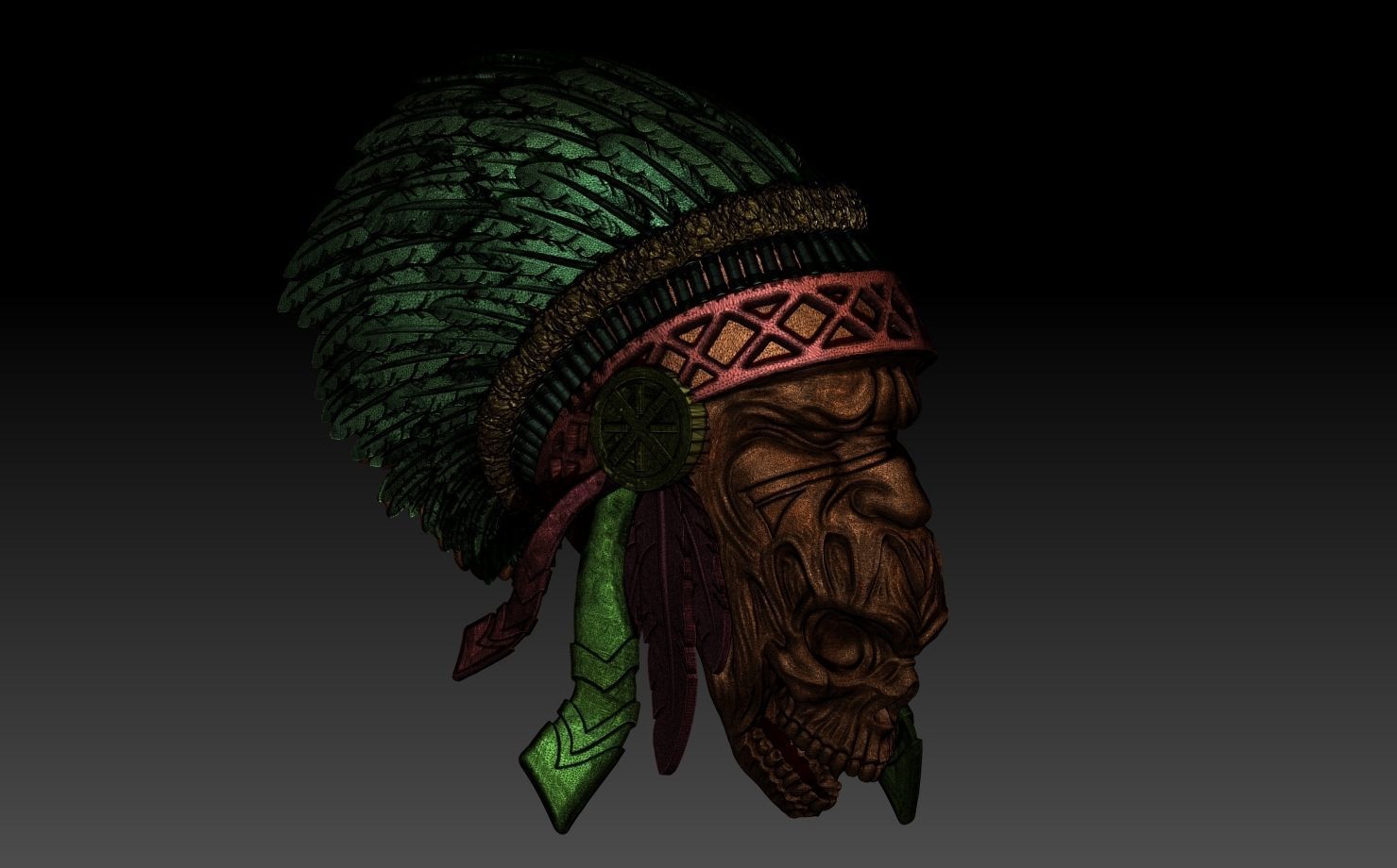 Apache and Skull 3D model 3D print model_8