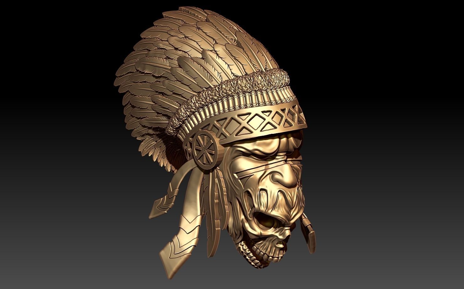 Apache and Skull 3D model 3D print model_3