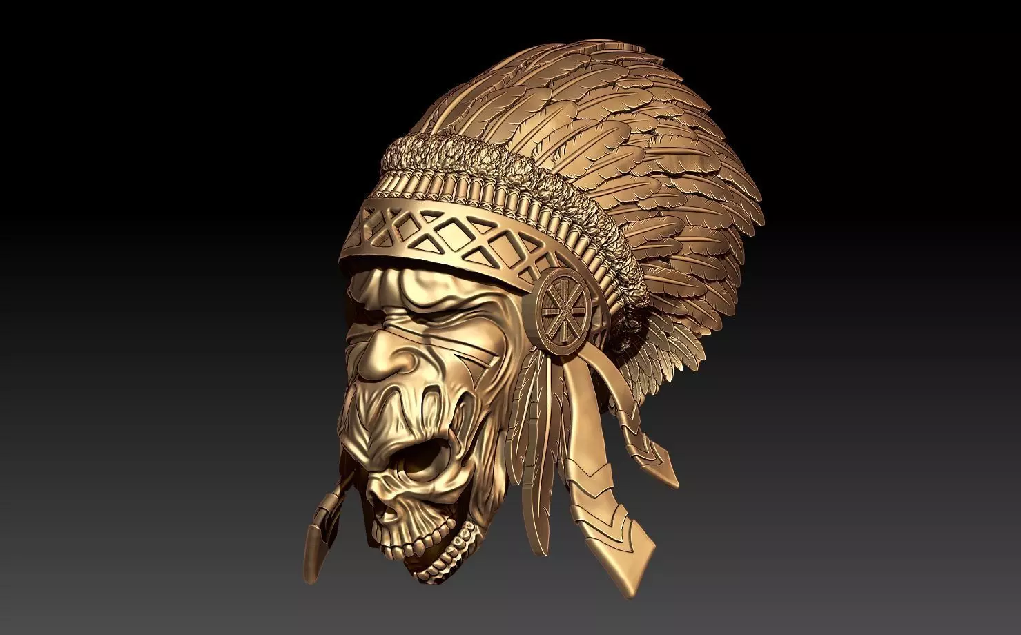Apache and Skull 3D model 3D print model_0