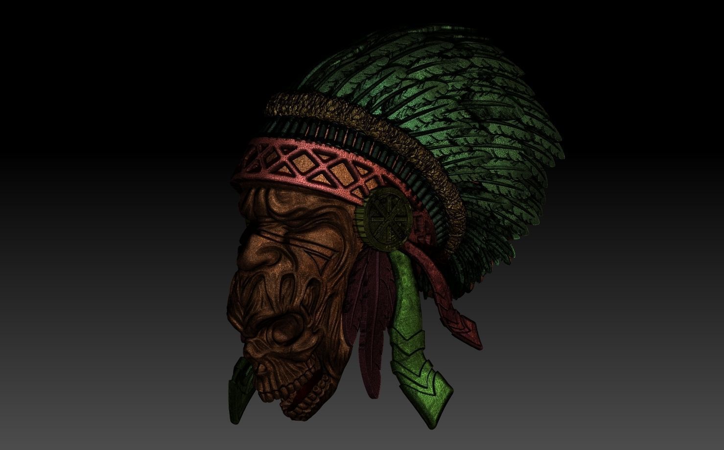 Apache and Skull 3D model 3D print model_7