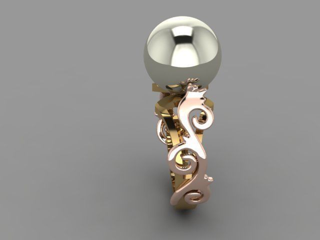 Set - Gold pendant with pearl 3D print model_7
