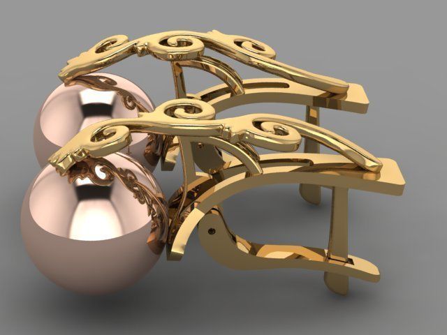 Set - Gold pendant with pearl 3D print model_8