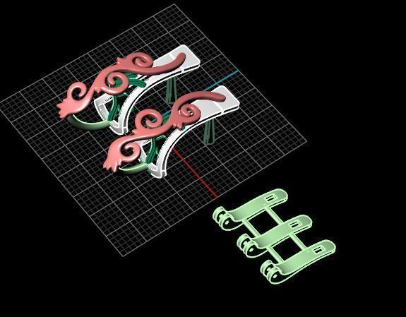 Set - Gold pendant with pearl 3D print model_3