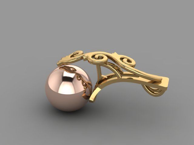 Set - Gold pendant with pearl 3D print model_5