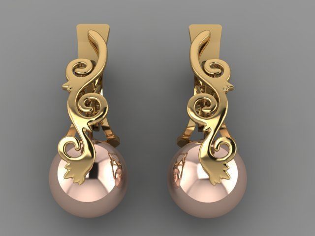 Set - Gold pendant with pearl 3D print model_2