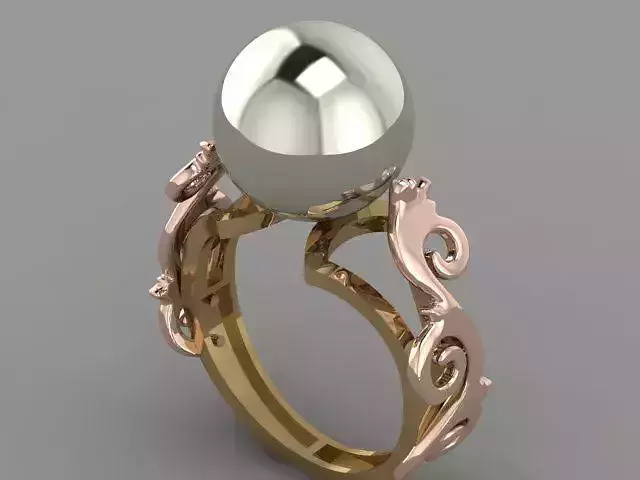 Set - Gold pendant with pearl 3D print model