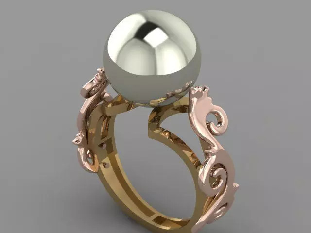 Set - Gold pendant with pearl 3D print model_0