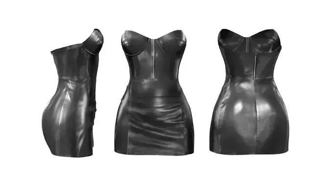 Strapless Chemise Mini Dress Low-poly 3D model