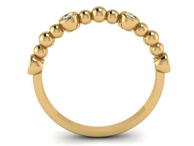 Rings gold diamond bead ring 3D print model_2