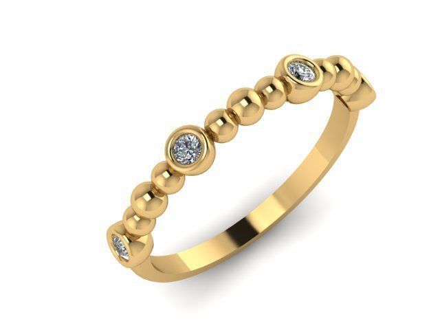 Rings gold diamond bead ring 3D print model_6