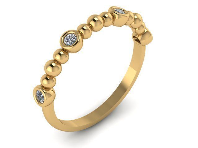 Rings gold diamond bead ring 3D print model_4