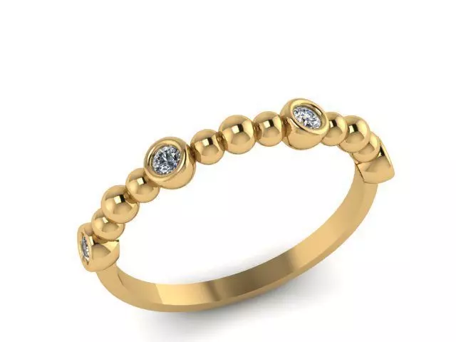 Rings gold diamond bead ring 3D print model_0