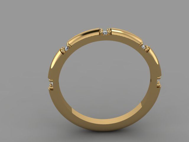 Rings gold ring with diamonds 3D print model_3