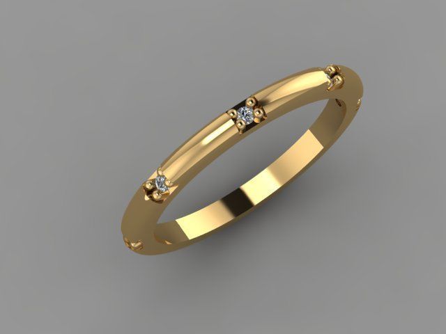 Rings gold ring with diamonds 3D print model_2
