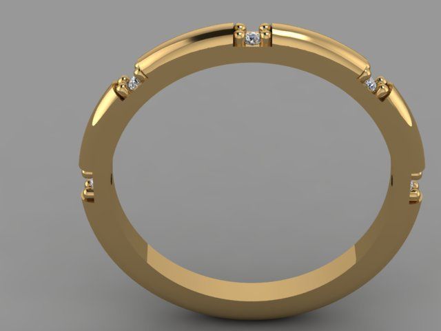 Rings gold ring with diamonds 3D print model_1