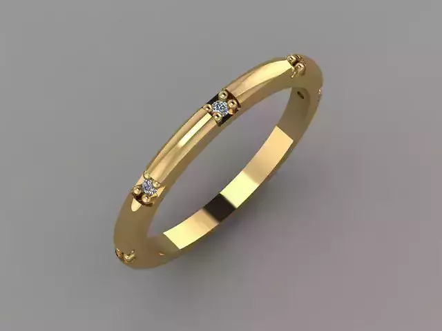Rings gold ring with diamonds 3D print model
