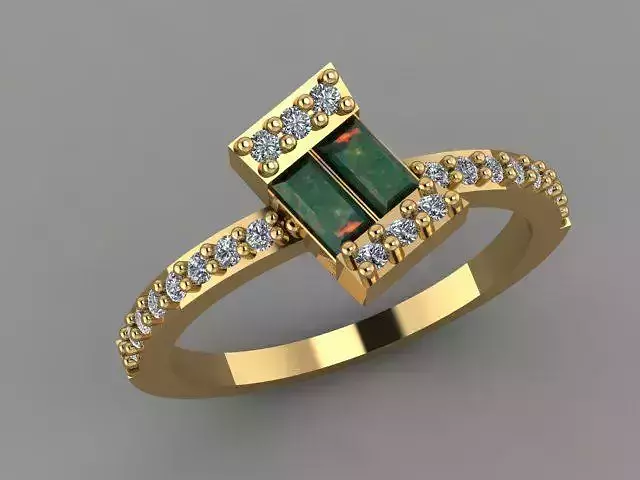 Rings gold ring with emerald stone and diamonds
