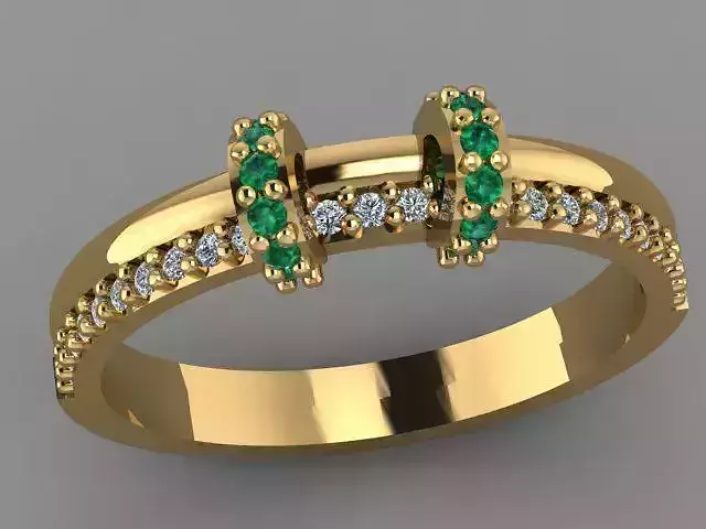 Rings gold ring with emeralds and diamonds