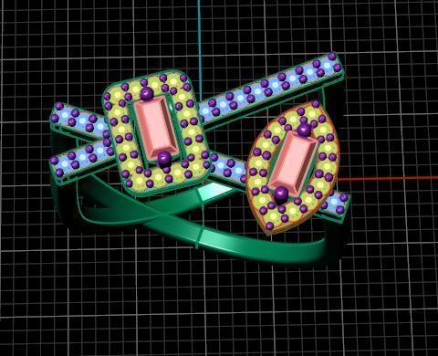 Rings emerald and diamond ring 3D print model_2