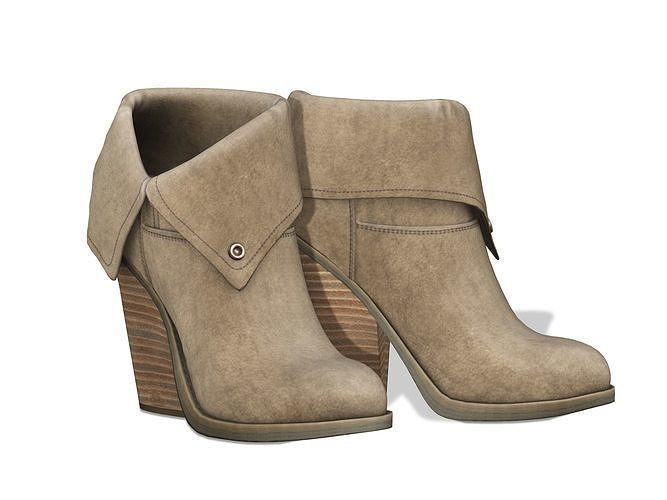 Folded Back Ankle Boots Low-poly 3D model