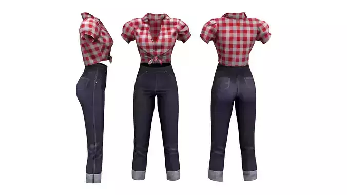 Retro Pin Up Outfit Low-poly 3D model